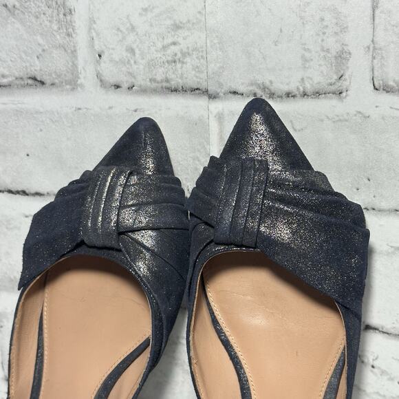 Sigerson Morrison metallic fairy grunge pointy toe blue flats Simona womens 7 - Picture 2 of 8